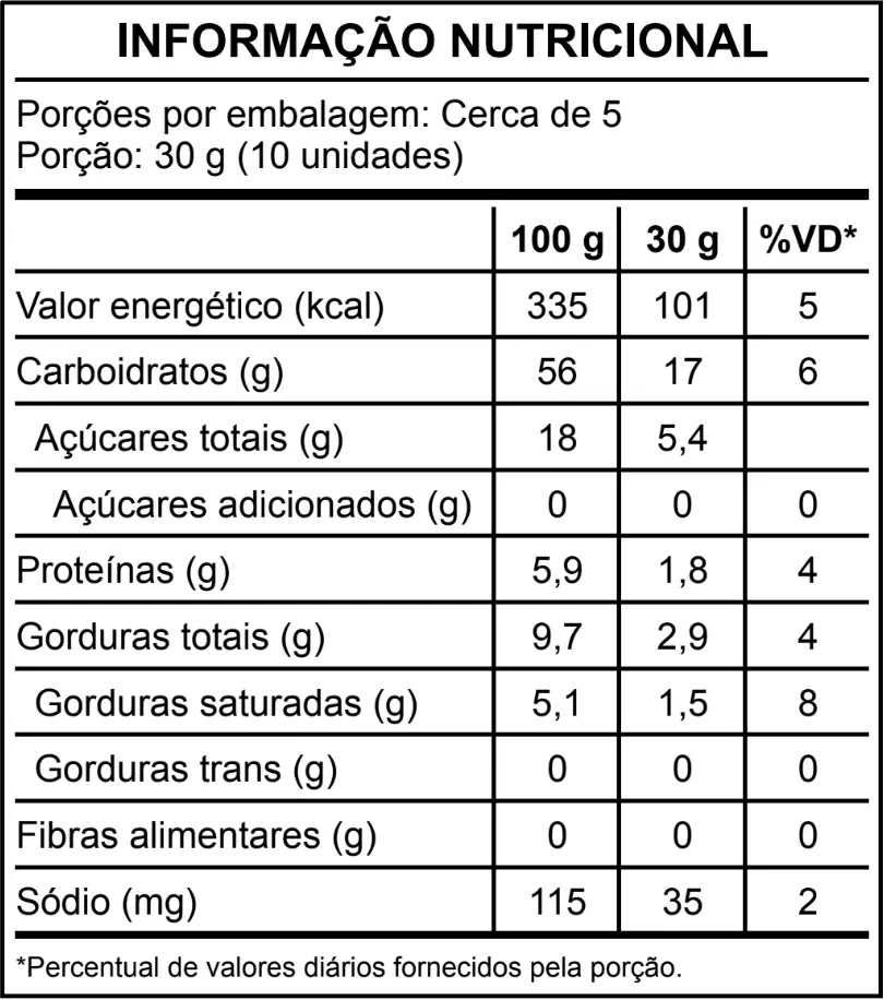 informação nutricional biscoito de laranja 160g